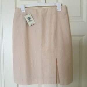 Women’s Golfing Babe Didrikson  Pencil Skirt blush peach thigh slit striped